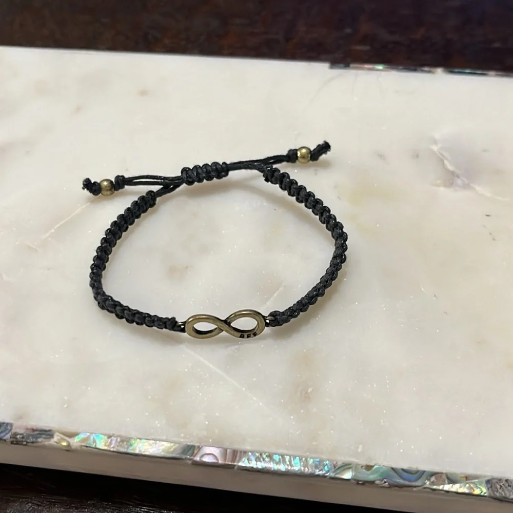 Bracelet set, BFF infinity circle & BoHo brown coconut beads brackets
